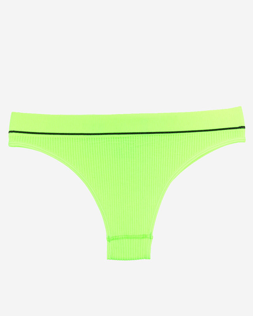 Неонові зелені жіночі трусики в ребристість зі спортивними написами - Нижня білизна