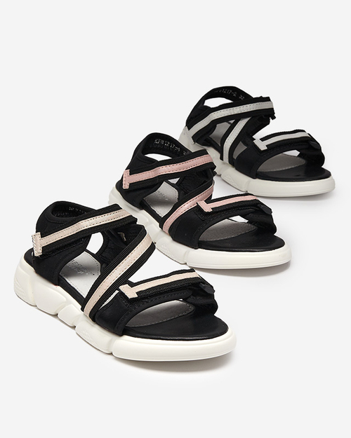 Чорно-бежеві дитячі босоніжки на липучках Modis - Shoes