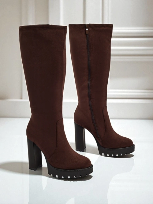 Жіночі чоботи еко замшеві на підборах-стовпчику GaleNest