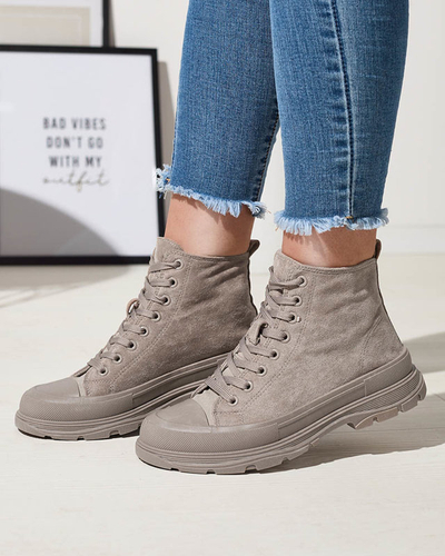 Сіро-коричневі жіночі спортивні кеди Dohho- Взуття