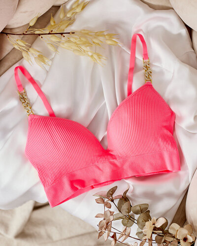 Royalfashion Dámská žebrovaná podprsenka s ozdobnými ramínky