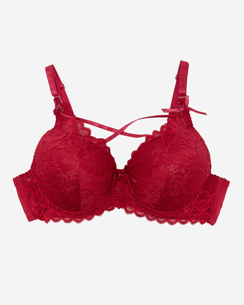 Бюстгальтер жіночий з мереживом бордового кольору - Білизна