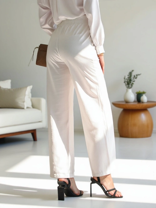 Royalfashion Широкі жіночі штани з декоративною пряжкою