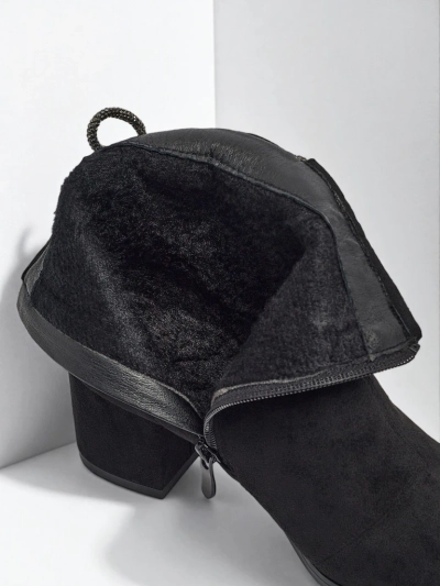 Dámské kotníkové boty eko semišové na sloupku Ornella