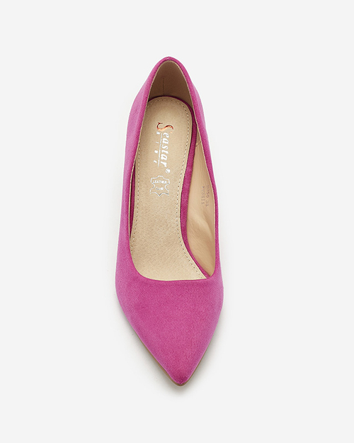 Жіночі туфлі-човники з екозамші кольору фуксії на стовпчику Afrogos- Взуття