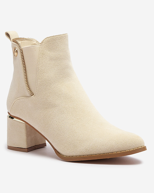 Dámské nízké kozačky na jehle v barvě ecru Xizia - Obuv