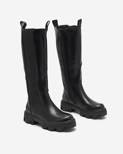 Жіночі ботфорти з екошкіри чорного кольору Ohirca- Взуття