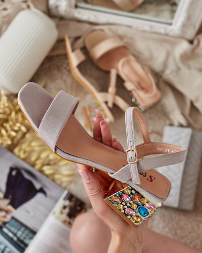 Босоніжки жіночі Royalfashion на стійці з кристалами Ohvare