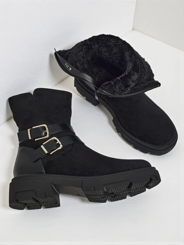 Vyšší dámské eko semišové kotníkové boty Callire