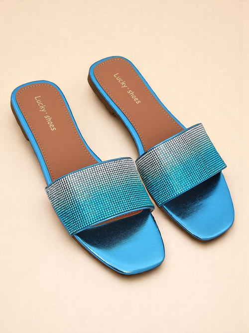 Royalfashion Жіночі шльопанці з цирконами ShinyGlow