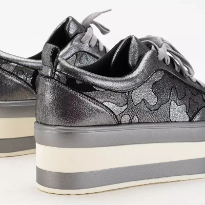 OUTLET Šedé dámské boty na platformě Exira - Obuv