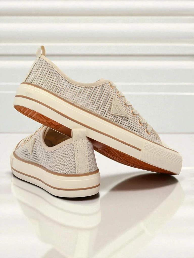 Aurelia Beige - dámské textilní tenisky na ploché podrážce 3 cm