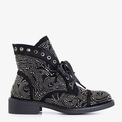 Černé dámské boty se zirkony Elwira - Obuv