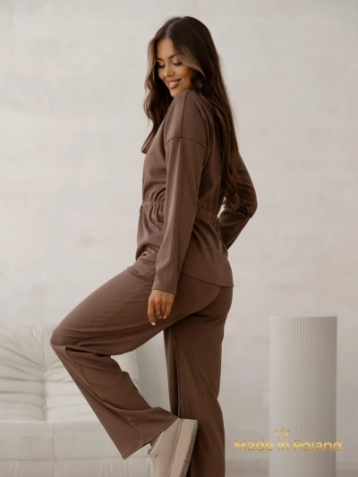 Royalfashion Бавовняний жіночий комплект а-ля светр у рубчик