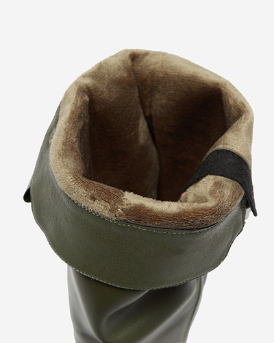 Жіночі ботфорти з екошкіри темно-зеленого кольору Orikas - Взуття