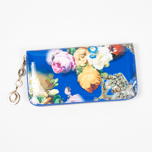 Жіночий великий кобальтовий гаманець з модним квітковим малюнком - Аксесуари