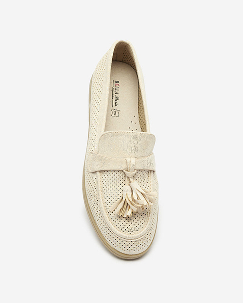 Кремові жіночі мокасини з декором Parffes- Footwear