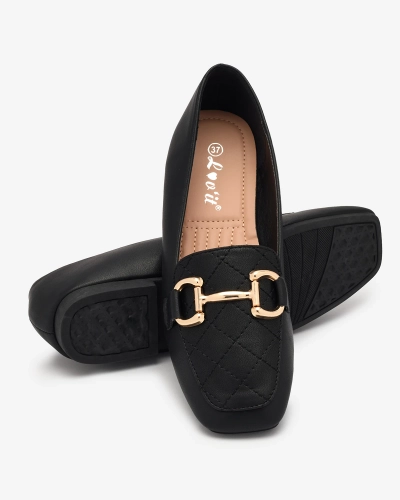 OUTLET Royalfashion Černé dámské prošívané mokasíny se zlatým zdobením Wetifa