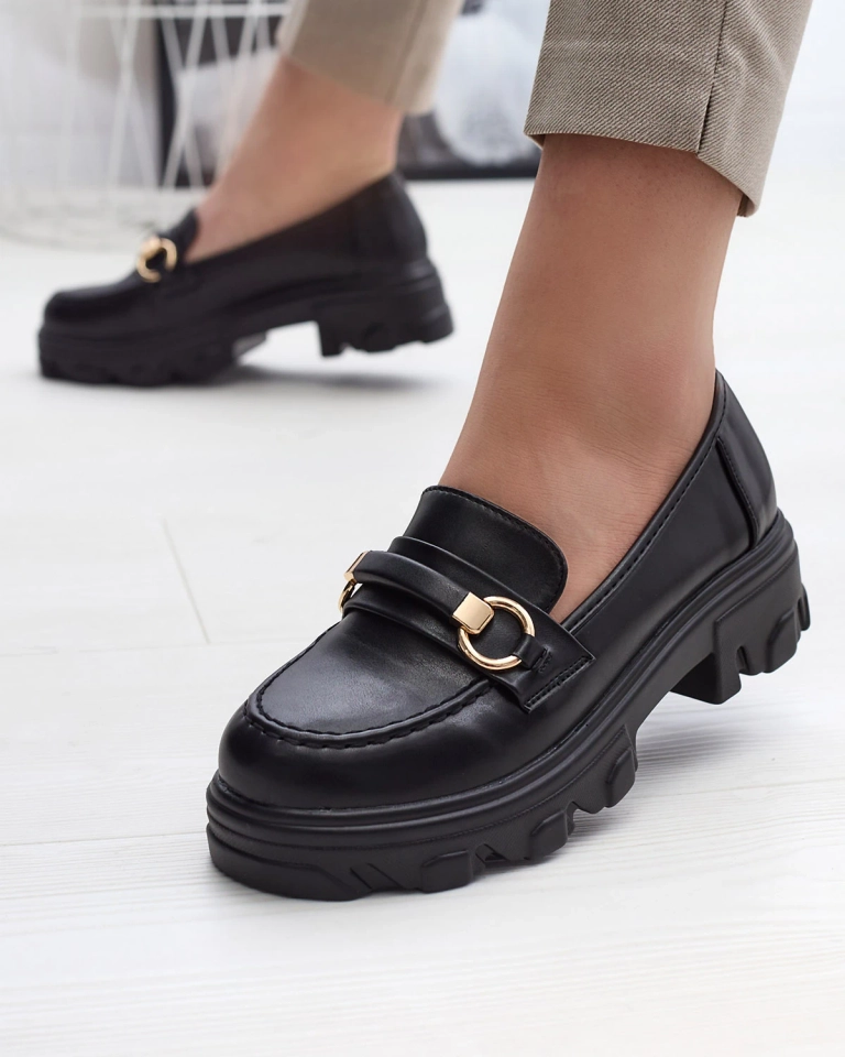 Černé dámské mokasíny na pevné podrážce Kelena - Obuv