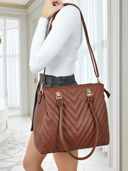 Dámská shopper kabelka z eko kůže s ražbou Corvella