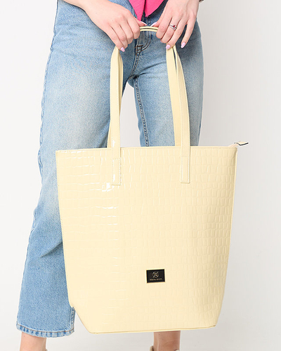 Dámská lakovaná shopper taška s ecru ražbou - Příslušenství