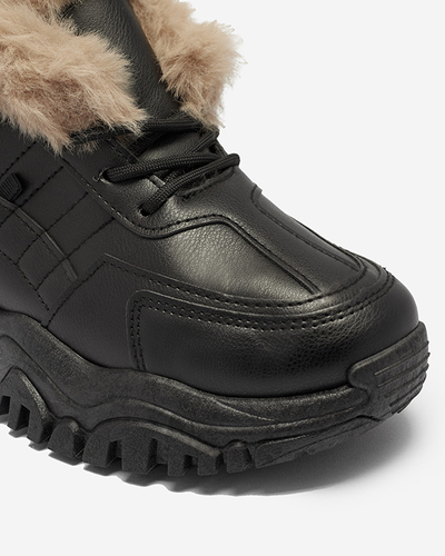 Černá sportovní obuv pro ženy s kožíškem Flixi - Obuv