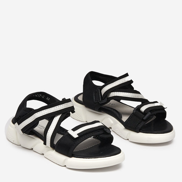 Černobílé dětské sandály se zapínáním na suchý zip Modis - Boty