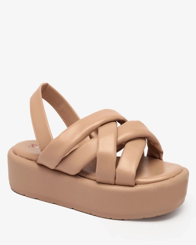 OUTLET Royalfashion Dámské sandály z ekokůže na platformě v barvě camel Iwenika