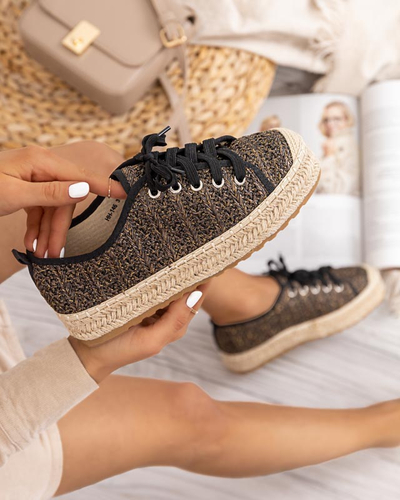 Чорні жіночі еспадрильї на низькій платформі Kioto