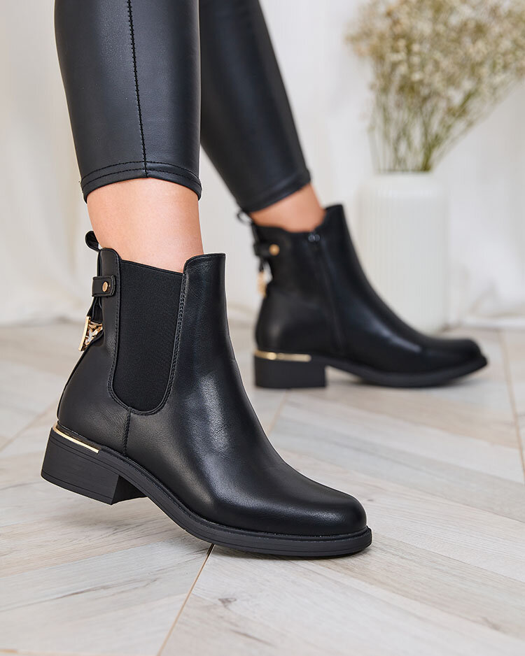 Royalfashion Černé dámské kozačky a'la sztyblety z ekokůže Frince