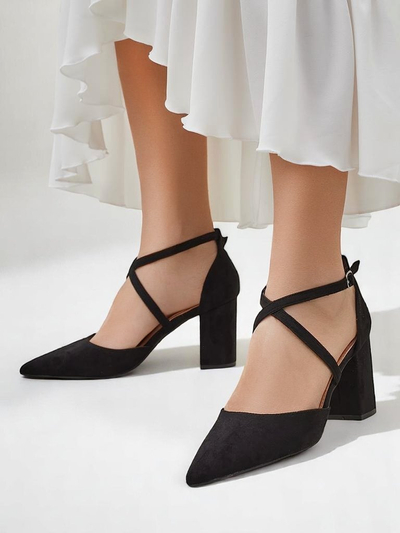 Royalfashion dámské lodičky z eko-semiše s pásky Kanastru