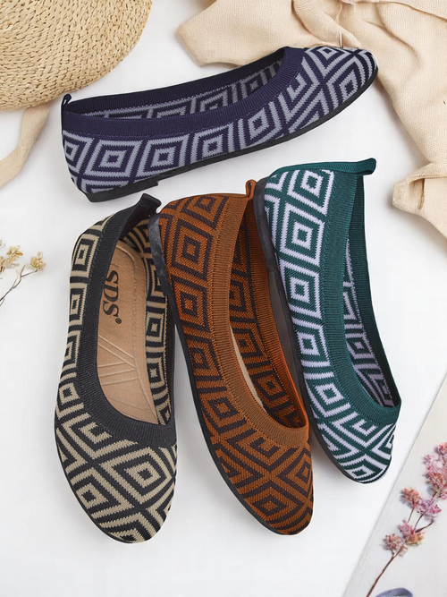 Royalfashion Тканинні жіночі балетки з геометричним принтом Метрика