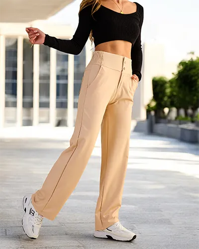 Royalfashion Dámské široké kalhoty z eko kůže