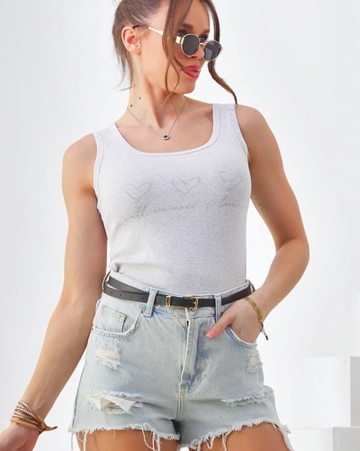 Royalfashion Bavlněný dámský top bez rukávů s malými srdíčky