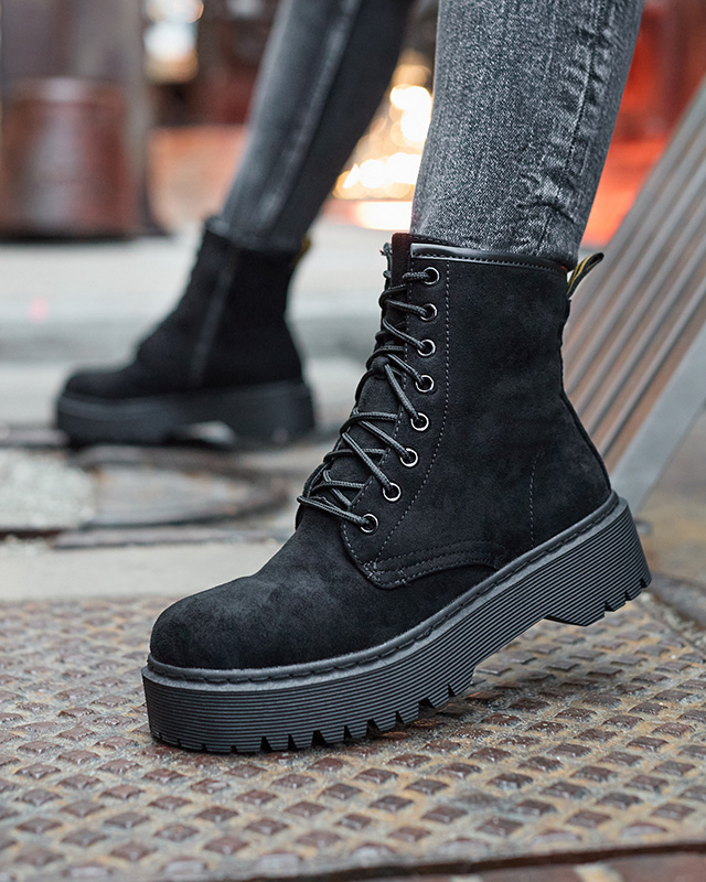 Dámské boty bagger z ekokůže v černé barvě Fefillo- Obuv