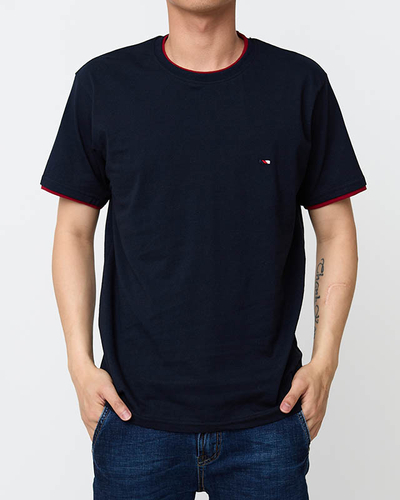 Pánské tmavě modré bavlněné tričko - Oblečení