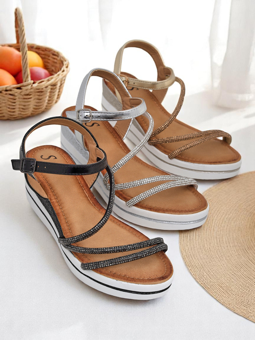 Royalfashion Жіночі танкетки зі стразами Ballosa