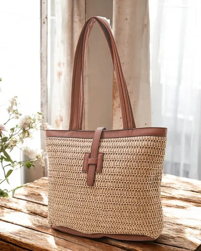 Royalfashion Velká slámová dámská kabelka