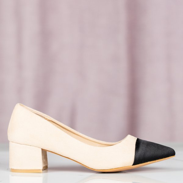 Béžová čerpadla na nízkém sloupku Massikina - Obuv 1