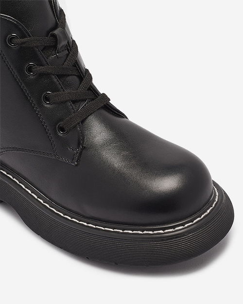 Чорні жіночі черевики з екошкіри на суцільній підошві Getys - Взуття