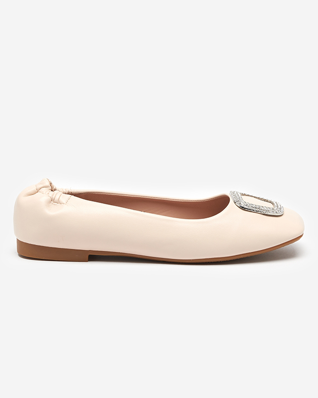 OUTLET Dámské béžové mokasíny s kubickými zirkony Gievori - Obuv