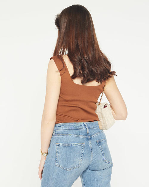 Коричневий топ з цирконами