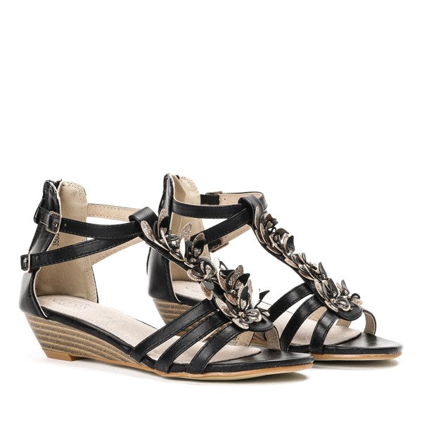 Czarne sandały z motylkami Samira- Obuwie