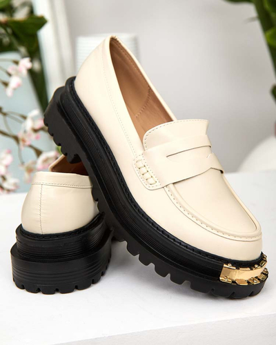 Dámské Loafersy Aurelia Béžové na Platformě 5cm - Stylové a Pohodlné