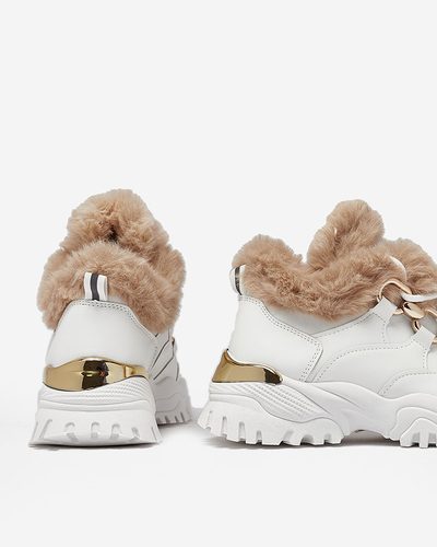 Royalfashion Bílé dámské sportovní tenisky s kožíškem Wicallen