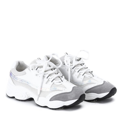 Białe buty sportowe na grubszej podeszwie Celie - Obuwie