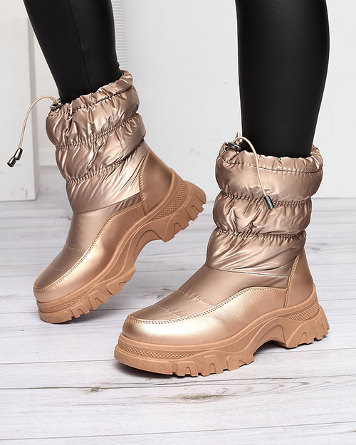 Рожево-золоті жіночі стьобані зимові черевики Dessi