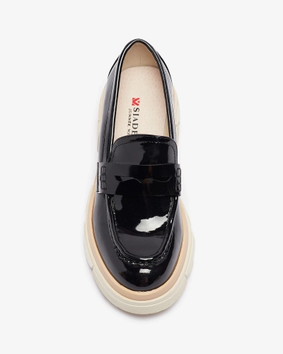 Чорні жіночі мокасини з лакованої шкіри Sepop- Footwear