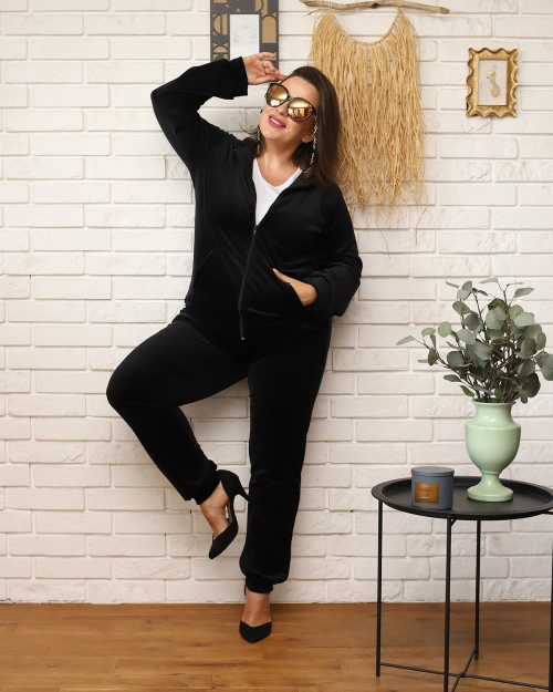 Жіночий спортивний комплект Royalfashion Black PLUS SIZE