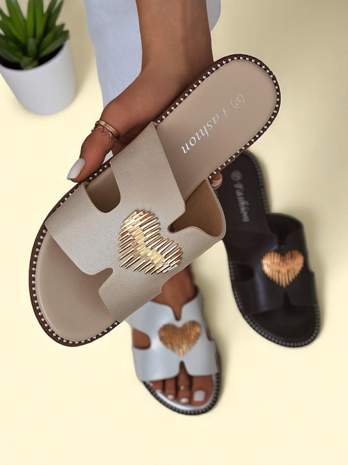 Royalfashion Жіночі шльопанці на плоскій підошві Heart Chic